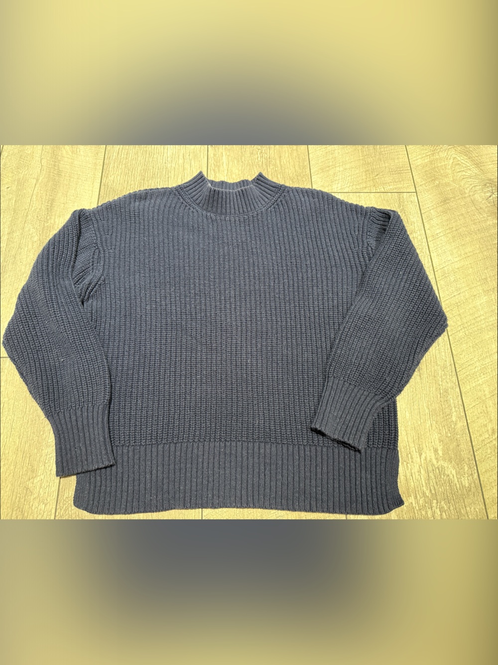 Women's Crewneck Ribbed Knit Sweater in Charcoal Gray